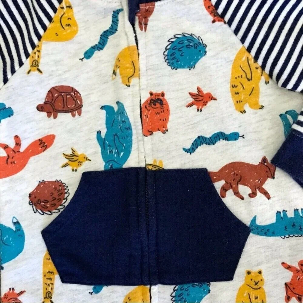Cat & Jack Woodland Creature Print Sweater One Piece Snap Bottom  Size 12 Months